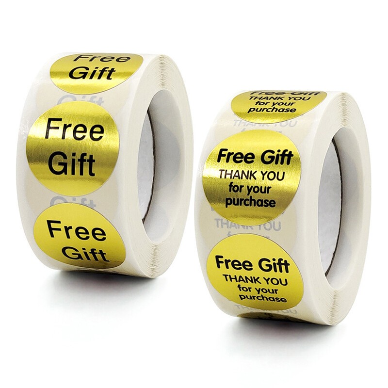 «Free Gift» Sticker Adhesive Label Gold Foil Food Packaging 1 inch 500pcs/Roll