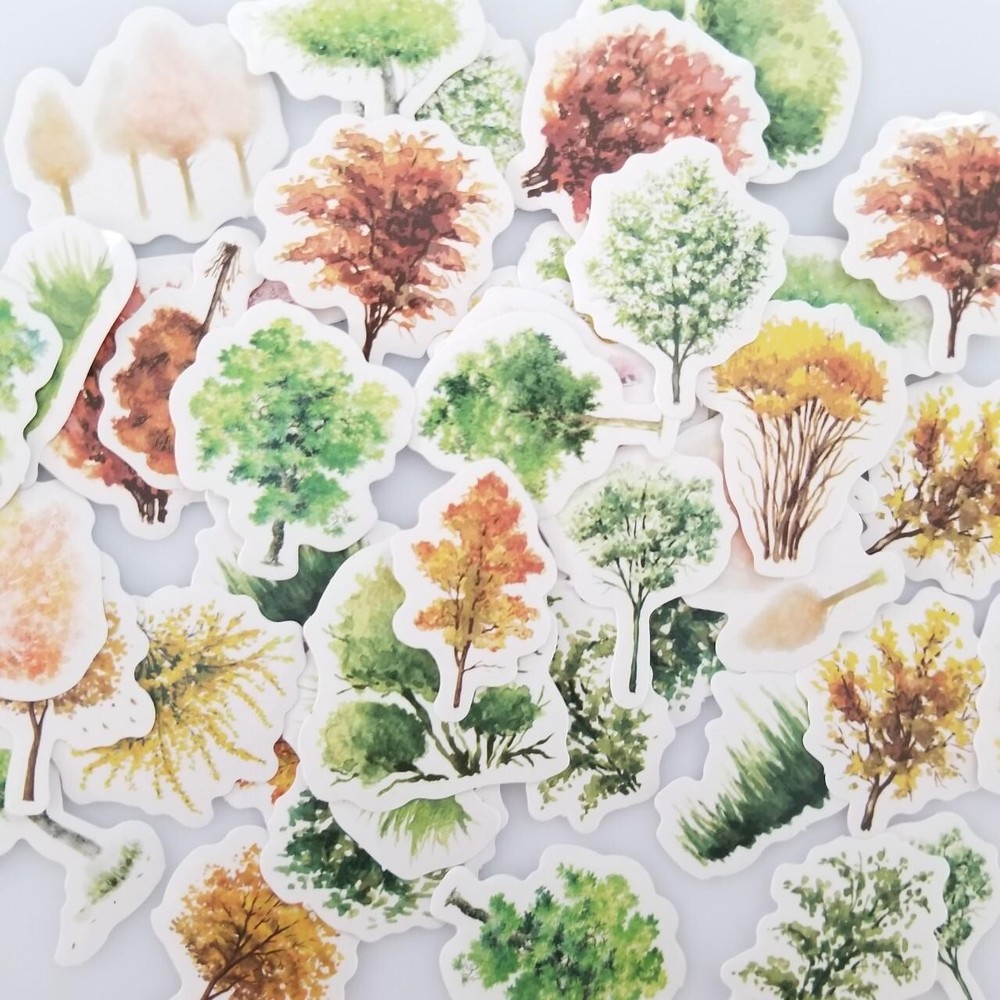40PCS Trees Plants Nature Stickers – Stationery Scrapbooking Planner Diary