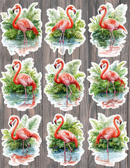 Wading Flamingo Die Cut Vinyl Stickers Scrapbooking Laptop Waterbottle