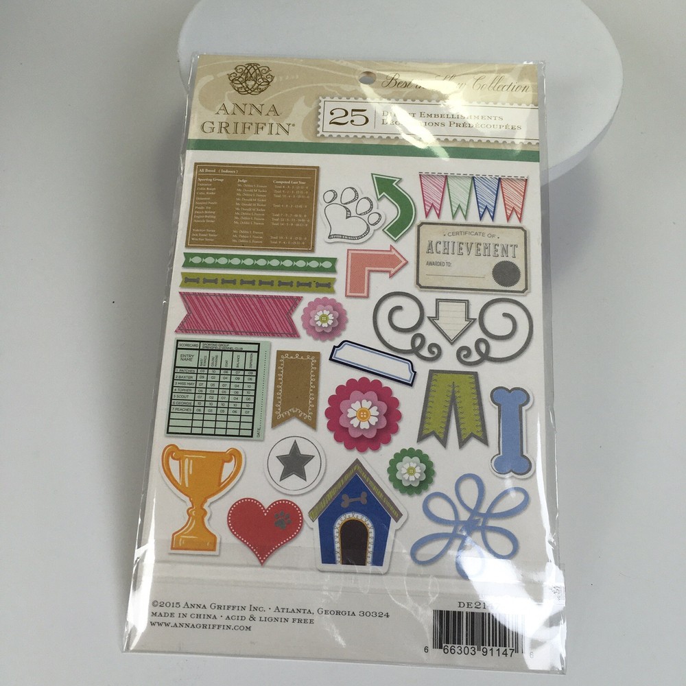Anna Griffin Best In Show Collection 25 Diecut Embellishments Dog