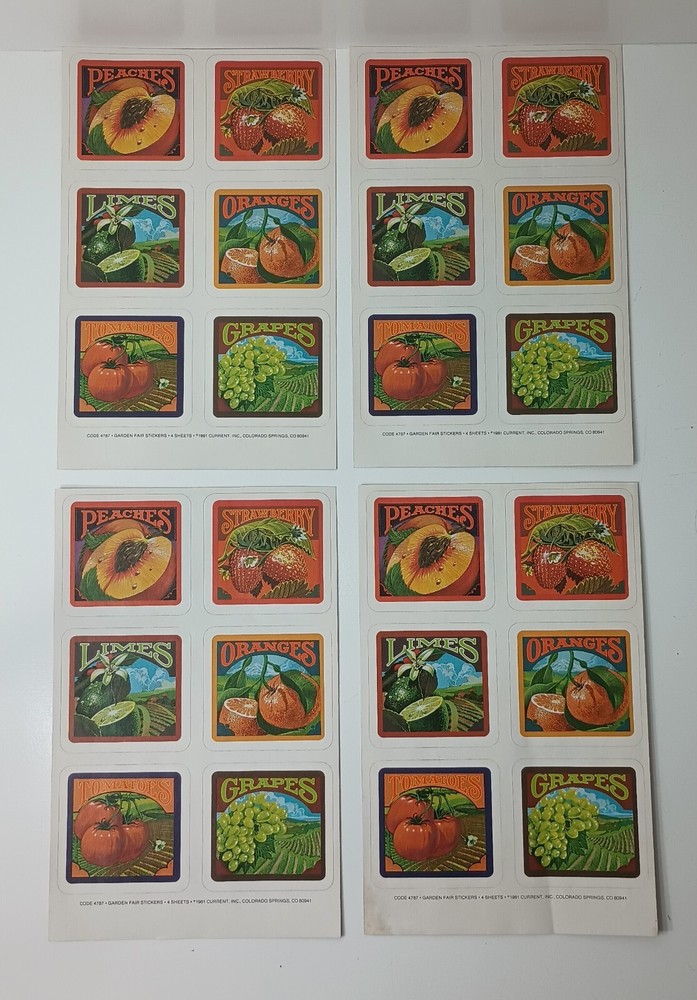 Vintage Stickers Garden Fair Current 1981 Four Sheets Code #4787 Ephemera