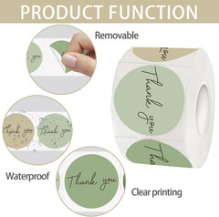Thank You Sticker,500pcs 1.5Inch Green Thank You for Supporting My Small Busines