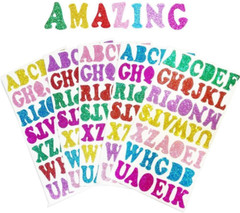5 Sheets 210PCS Colorful Glittery Foam Self Adhesive Letters Stickers,Foam Lette