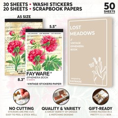 FAYWARE Vintage Washi Stickers for Journaling – Ephemera Book for Journaling