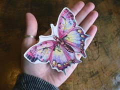 Glitter Butterfly Large Sparkly Sticker – Original Art by SammiSpaghettiArt