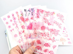 (Pack of 2) Romantic Cherry Flower Stickers for Scrapbooking – Japanese Pink Che