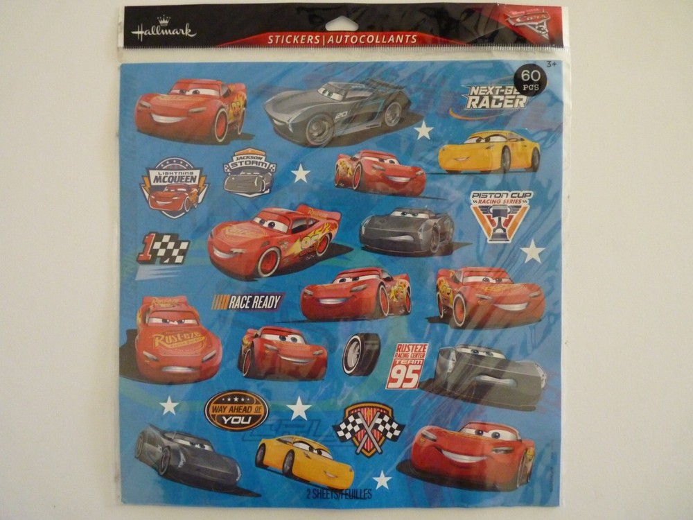 Hallmark Disney Pixar CARS 3 Stickers (2) Sheets 8.5″ x 8.5″ Sealed Package