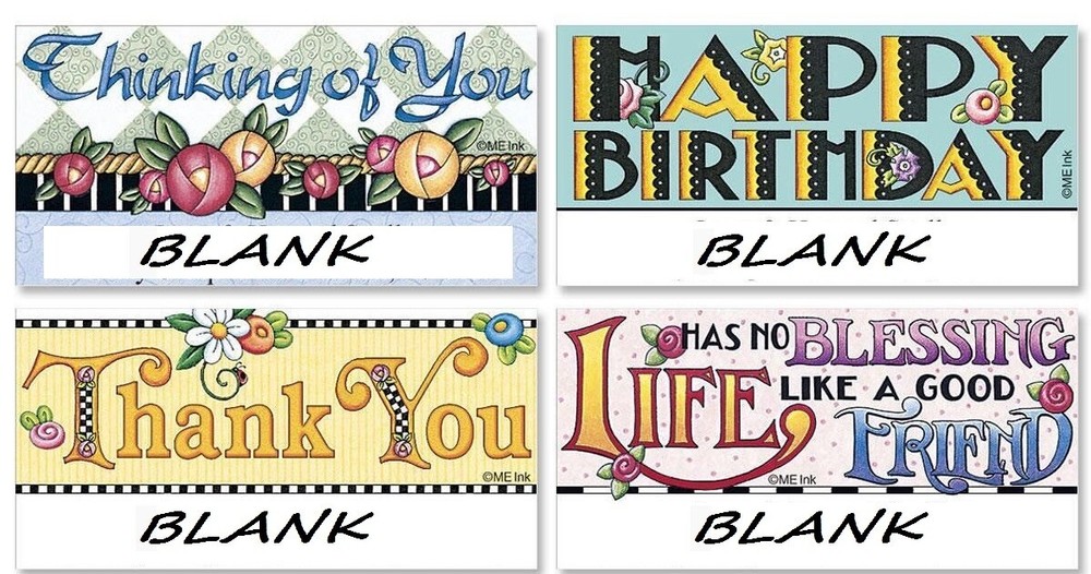 MARY ENGELBREIT 12 RECTANGLE BLANK ADDRESS LABELS STICKERS, 4 designs