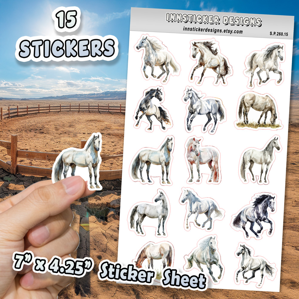 Andalusian Horse Stickers, for Journals, Scrapbooks, Planners, Glossy, Matte