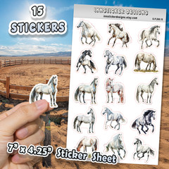 Andalusian Horse Stickers, for Journals, Scrapbooks, Planners, Glossy, Matte
