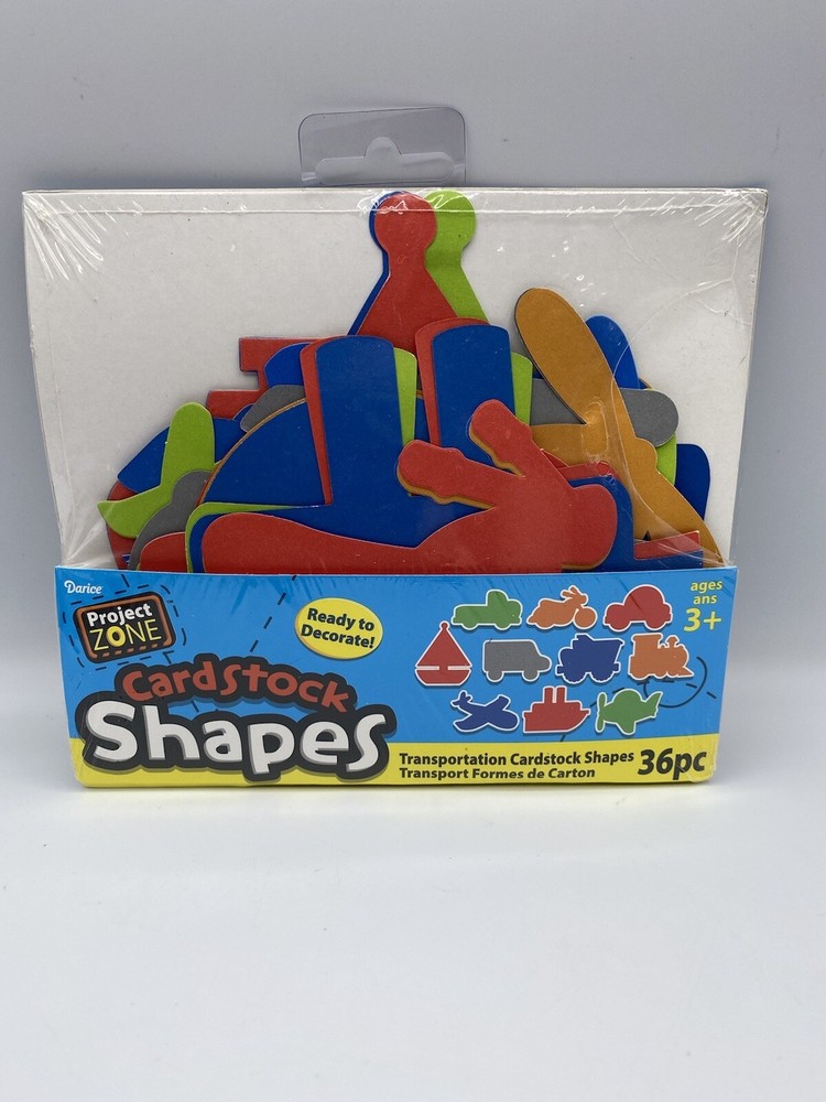 Darice Project Zone Cardstock Paper Shapes Transportation Print 36ct