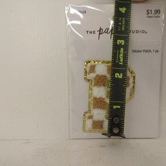 The Paper Studio Chenille P Brown White Checker Sticker Patch Alphabet Letter