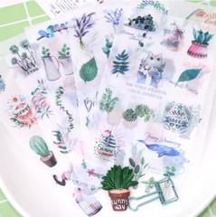 6 Sheets Watercolor Flowers Stickers Papercraft Planner Supply Journal Succulent