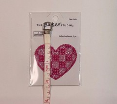 2-inch Rhinestone & Glitter Pink Heart Adhesive Gem/Sticker, Embellishment/Bling