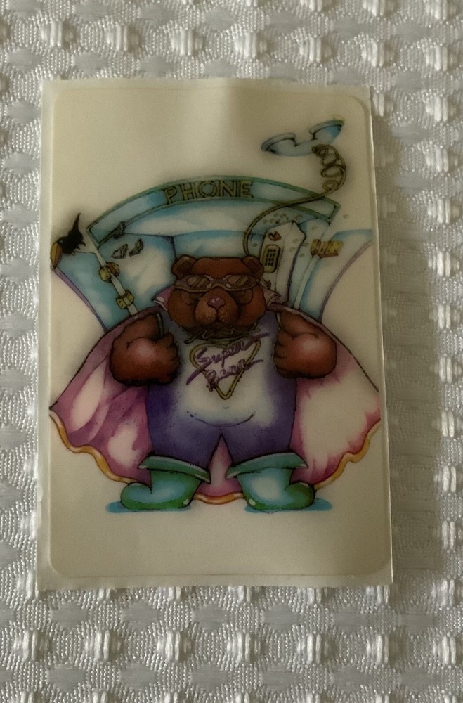 Vintage Acard Stickermania Super Bear Glossy Sticker 1980’s ~ 2 x 3 inches NOS