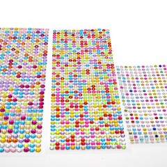 3 Sheet Mixed Color Bling Round Rhinestones Gems Self-Adhesive Sticker Flat Back