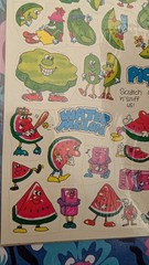 Vintage Stickers Scratch N Sniff Spindex Pickle And Watermelon New Pack READ