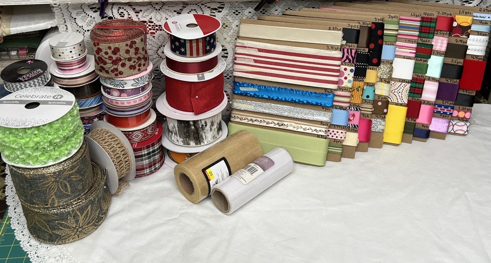 Huge Lot Of 310+ Yds Ribbon For Crafts Scrapbooking Junk Journal; New & Used