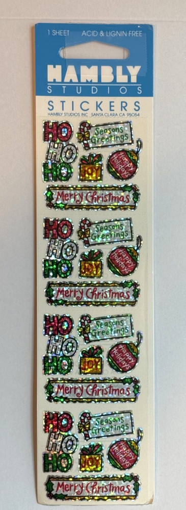 HAMBLY STUDIOS STICKERS PRISMATIC CHRISTMAS HOLIDAY Ho ho ho VINTAGE