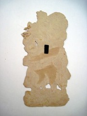 Sweet 1800’s Die Cut of Santa w/ Boy & Girl Walking Together *