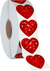 500 PCS Holographic Red Heart Stickers, Sparkly Metallic Heart Sticker Self Adhe