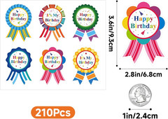 120Pcs Happy Birthday Stickers – Happy Birthday Badge Stickers for Kid Adult It’