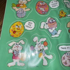 NEW SEALED VTG CARLTON American Greetings Rolly Eyes Easter Stickers Cute Funny