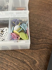 Lot in Case of Embellishments for Crafts and Scrapbooking, Letter Beads, Charms