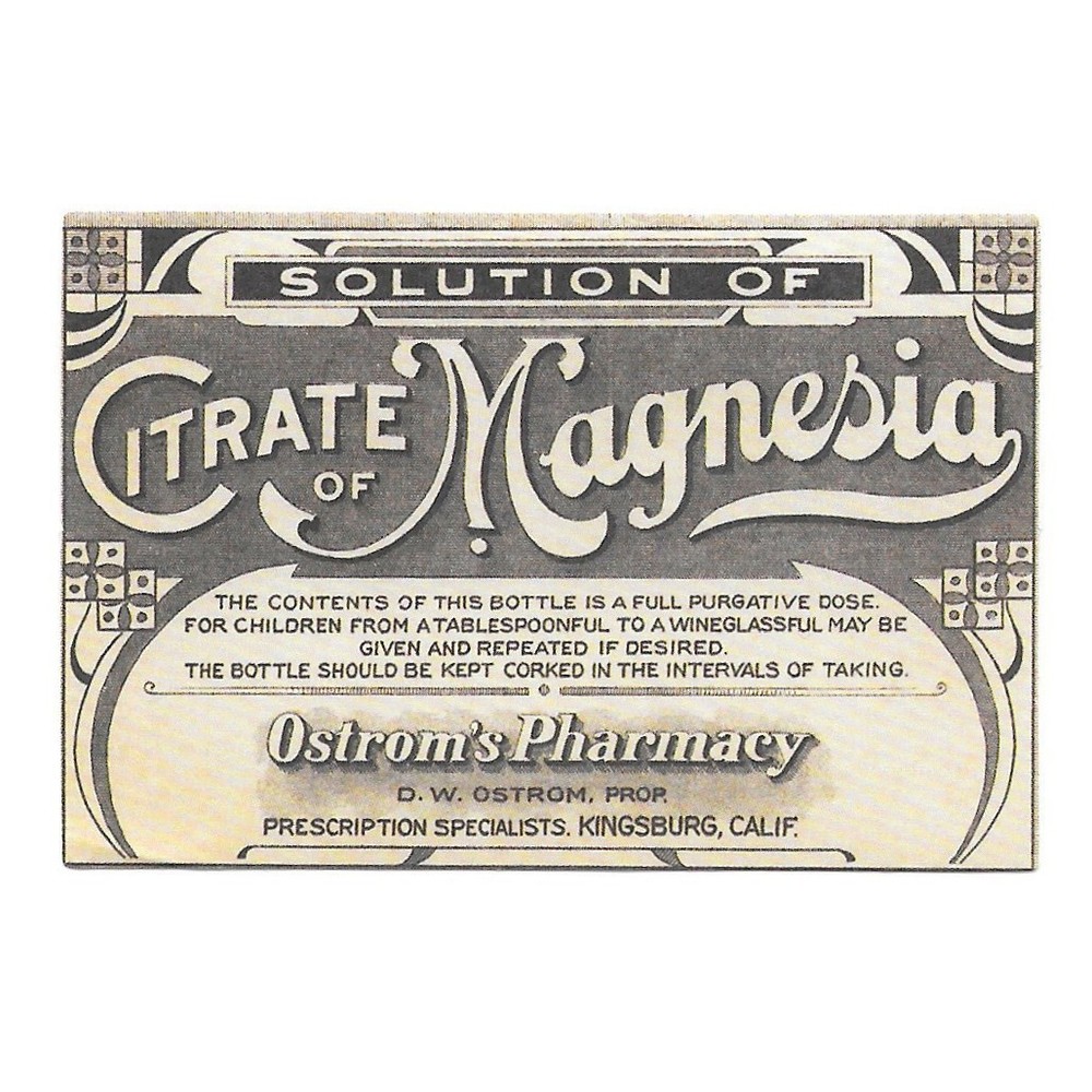 Vintage Citrate Magnesia Ostrom’s Pharmacy Paper Sticker Decal Die Cut