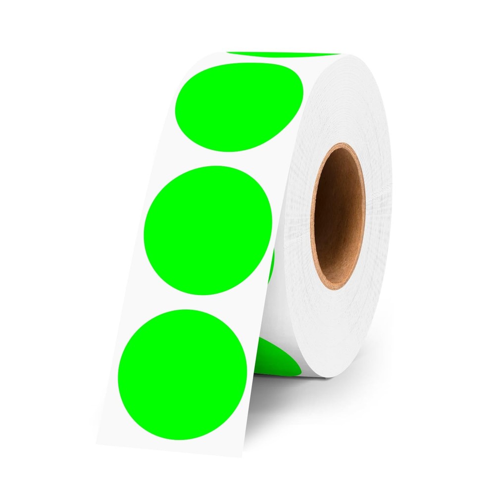 ‎‎1000PCS Fluorescent Green Circle Dot Labels, 1 inch Round Stickers Roll, Ea…