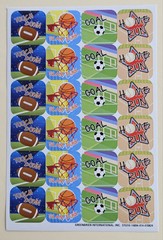 Sport /Balls Sticker sheet. Soccer, Rugby, Tennis, Basketball