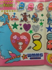 Vintage 1980s Kids Sticker Book, Pac-Man, Q Bert, Scratch N Sniff Etc