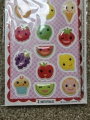 Stickeroni from Hallmark, Puffy Fruit Stickers, Banana Orange Lime Lemon Grape