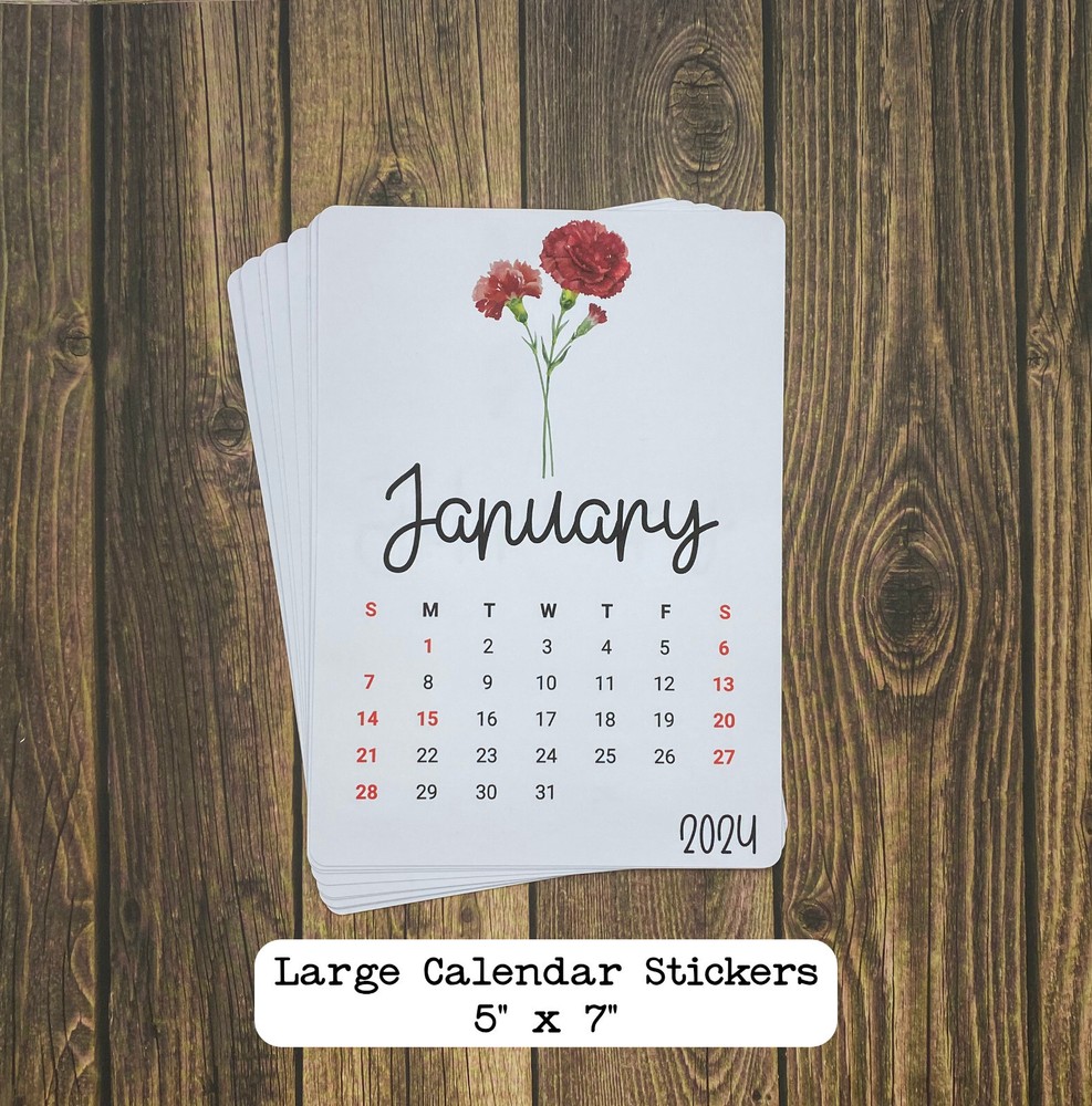 Large Calendar Stickers for Planners and Journals Birth Flower Design 5″ x 7″
