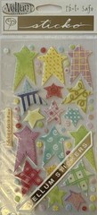 VELLUM PASTEL STAR Binder Stickers(55pc)Sticko•Pattern •Polka-Dots•Card Making•