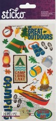 Sticko flat stickers GREAT OUTDOORS Camping Fishing theme 88097 FAST FREE ship!
