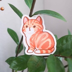 Red Marble and Orange Classic Tabby Cat Sticker – Waterproof Vinyl