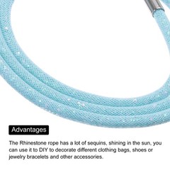 6mm x 120cm Rhinestone Tube Rope Bling Crystal White Mesh Light Blue Sequins