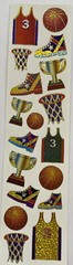 PRISMATIC BASKETBALL Stickers (18pc)2.5″x 10″ Sparkle•Sport•Jersey￼•Trophy•Ball