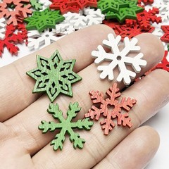 Chenkou Craft 100pcs Mix Styles Colors Snowflake Wood Buttons for Sewing and …