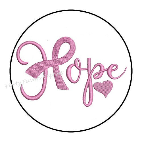 HOPE PINK RIBBON BREAST CANCER AWARENESS ENVELOPE SEALS LABELS STICKERS