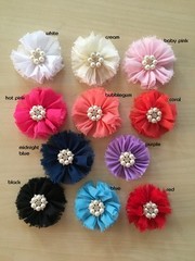 DIY Large Shabby Chiffon Flower with Pearl Rhinestone Embellishment Craft
