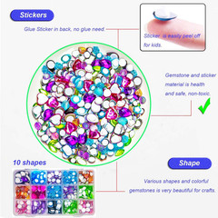 Bulk Self Adhesive Gems Jewels for Kids Crafts Rhinestones Colorful10 Shapes DIY