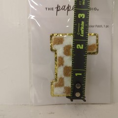 The Paper Studio Chenille F Brown White Checker Sticker Patch Alphabet Letter