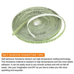 0.2 Inch Self Adhesive Rhinestone Strips 3 Yard for Crafts,Light Green