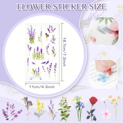 160Pcs DIY Flower Stickers, Transparent Decals, Journaling
