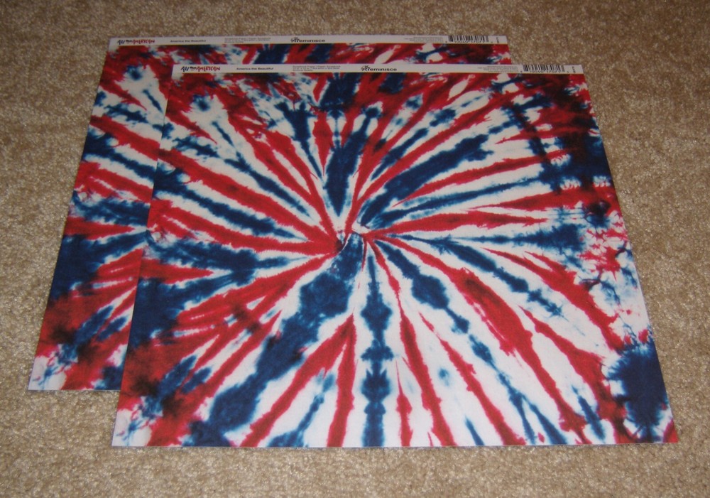 Reminisce Design 12×12 Double Sided Paper (2) ~ Patriotic All American Tye Dye