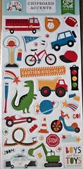 ECHO PARK CHIPBOARD ACCENTS~PLAY ALL DAY BOY~ LARGE 6″X13″~FIRETRUCK~BIKE~DINO