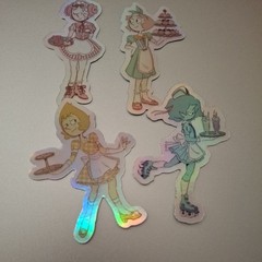 Steven universe Pearl 50s Diner Waitress Holographic Sticker lot X4 . 3x3inch