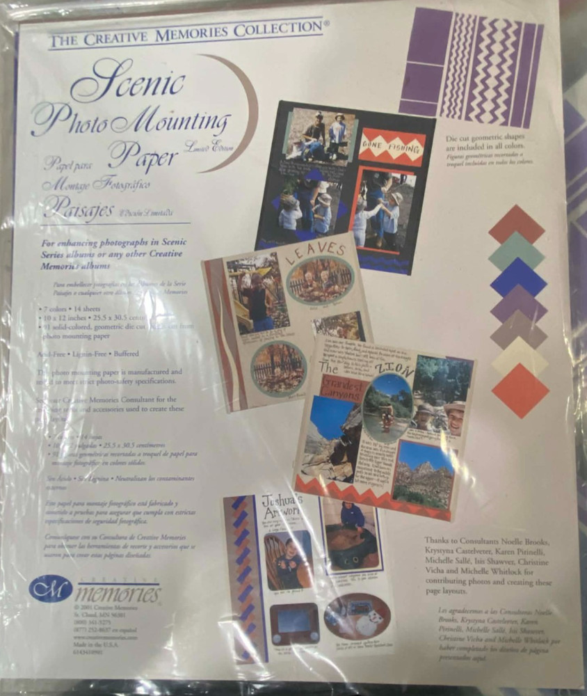 CM018 – CREATIVE MEMORIES PHOTO MOUNTING PAPER – SCENIC + GEOMETRIC – 10×12